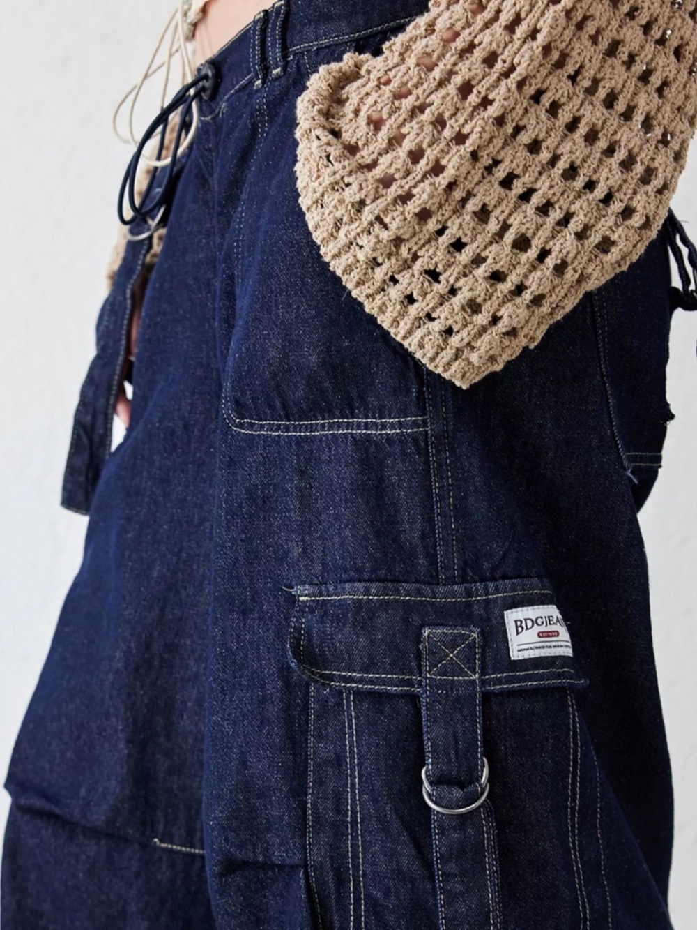 BDG Dark Blue Wide-Leg Cargo Jeans for Women - Picture 3 of 15